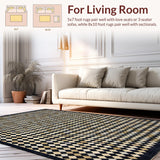 Ultra Soft Area Rug, Non Slip, Stain Resistant, Washable Area Rugs for Living Room, Bedroom, Checkered Diamond Patio(Black)