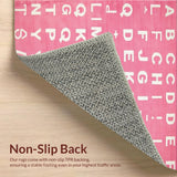 Ultra Soft Area Rug, Non Slip, Stain Resistant, Washable Area Rugs for Living Room, Bedroom, Whimsical Pink Lettered Soft Texture(Pink)