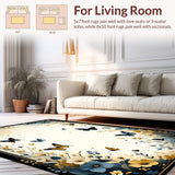 Ultra Soft Area Rug, Non Slip, Stain Resistant, Washable Area Rugs for Living Room, Bedroom, Contemporary Insect Illustrative Design(Gold)
