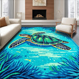 Ultra Soft Area Rug, Non Slip, Stain Resistant, Washable Area Rugs for Living Room, Bedroom, Serene Marine Life Composition(Blue)