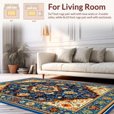 Ultra Soft Area Rug, Non Slip, Stain Resistant, Washable Area Rugs for Living Room, Bedroom, Rustic Vibrant Patterned Tapestry(Blue)