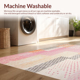Ultra Soft Area Rug, Non Slip, Stain Resistant, Washable Area Rugs for Living Room, Bedroom, Geometric Spotted for Entryway(Pink)