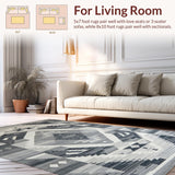 Ultra Soft Area Rug, Non Slip, Stain Resistant, Washable Area Rugs for Living Room, Bedroom, Elegant Silver Layered Patterns(Gray)