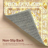 Ultra Soft Area Rug, Non Slip, Stain Resistant, Washable Area Rugs for Living Room, Bedroom, Eclectic Tiled Beauty(Gold)