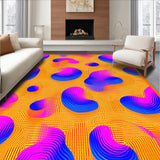 Ultra Soft Area Rug, Non Slip, Stain Resistant, Washable Area Rugs for Living Room, Bedroom, Bright Multicolor Fluid Design(Orange)