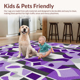 Ultra Soft Area Rug, Non Slip, Stain Resistant, Washable Area Rugs for Living Room, Bedroom, Trendy Minimalist Color Contrast(Purple)