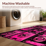 Ultra Soft Area Rug, Non Slip, Stain Resistant, Washable Area Rugs for Living Room, Bedroom, Playful 80s Audio Design(Pink)