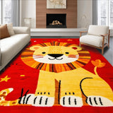 Ultra Soft Area Rug, Non Slip, Stain Resistant, Washable Area Rugs for Living Room, Bedroom, Whimsical Alphabetic Animal Motif(Red)