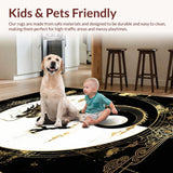 Ultra Soft Area Rug, Non Slip, Stain Resistant, Washable Area Rugs for Living Room, Bedroom, Stylish Monochrome Dragon Symbolism(Black)