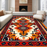 Ultra Soft Area Rug, Non Slip, Stain Resistant, Washable Area Rugs for Living Room, Bedroom, Southwest Aztec Low Pile Living Room Rug(Orange)