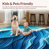 Ultra Soft Area Rug, Non Slip, Stain Resistant, Washable Area Rugs for Living Room, Bedroom, Beach Theme Non-Slip Carpet for Girls' Playroom(Blue)
