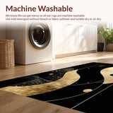 Ultra Soft Area Rug, Non Slip, Stain Resistant, Washable Area Rugs for Living Room, Bedroom, Sophisticated Modern Art Inspired Style(Gold)