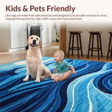 Ultra Soft Area Rug, Non Slip, Stain Resistant, Washable Area Rugs for Living Room, Bedroom, Modern Vibrant Space Inspired Pattern(Blue)