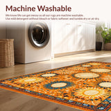 Ultra Soft Area Rug, Non Slip, Stain Resistant, Washable Area Rugs for Living Room, Bedroom, Trendy Natural Palette Circular Style(Orange)