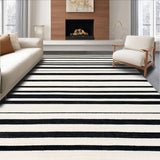 Ultra Soft Area Rug, Non Slip, Stain Resistant, Washable Area Rugs for Living Room, Bedroom, Graphic Dual Color Stripe Rug with Clean Edged Monochrome Bands(Black)