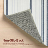 Ultra Soft Area Rug, Non Slip, Stain Resistant, Washable Area Rugs for Living Room, Bedroom, Transitional Light Blue Striped Aesthetic(White)
