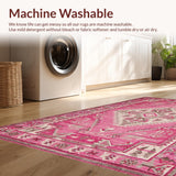 Ultra Soft Area Rug, Non Slip, Stain Resistant, Washable Area Rugs for Living Room, Bedroom, Vibrant Hot Pink Rustic Style(Pink)