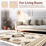Ultra Soft Area Rug, Non Slip, Stain Resistant, Washable Area Rugs for Living Room, Bedroom, Stylish Modern Diamond Pattern(Beige)
