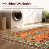 Ultra Soft Area Rug, Non Slip, Stain Resistant, Washable Area Rugs for Living Room, Bedroom, Lively Orange Tiled Motif(Orange)