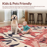 Ultra Soft Area Rug, Non Slip, Stain Resistant, Washable Area Rugs for Living Room, Bedroom, Contemporary Bold Medallion Design(Red)