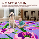 Ultra Soft Area Rug, Non Slip, Stain Resistant, Washable Area Rugs for Living Room, Bedroom, Elegant Tulip Bouquet Decorative Theme(Purple)