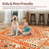 Ultra Soft Area Rug, Non Slip, Stain Resistant, Washable Area Rugs for Living Room, Bedroom, Dynamic Orange Geometric Shapes(Orange)