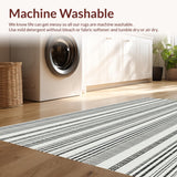 Ultra Soft Area Rug, Non Slip, Stain Resistant, Washable Area Rugs for Living Room, Bedroom, Sleek Striped Contrast Rug Featuring Crisp Black and White Linear Layers(Black)