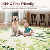 Botanical Retreat Patio Area in Green Beige Lush Foliage(Beige)