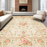 Ultra Soft Area Rug, Non Slip, Stain Resistant, Washable Area Rugs for Living Room, Bedroom, Beige Antique Floral Low Pile Indoor Area(Beige)