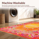 Ultra Soft Area Rug, Non Slip, Stain Resistant, Washable Area Rugs for Living Room, Bedroom, Unique Soft Abstract Rainbow Theme(Orange)