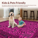 Ultra Soft Area Rug, Non Slip, Stain Resistant, Washable Area Rugs for Living Room, Bedroom, Eclectic Wild Texture with Modern Lines(Pink)