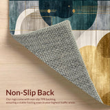 Ultra Soft Area Rug, Non Slip, Stain Resistant, Washable Area Rugs for Living Room, Bedroom, Sleek Gold and Gray Tiled Motif(Gold)