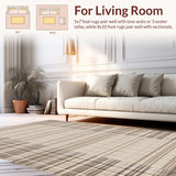 Ultra Soft Area Rug, Non Slip, Stain Resistant, Washable Area Rugs for Living Room, Bedroom, Rustic Tan Brown Geometric Design(Beige)
