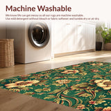 Ultra Soft Area Rug, Non Slip, Stain Resistant, Washable Area Rugs for Living Room, Bedroom, Faded Retro Office Accent Rug for Minimal Living(Green)