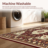 Ultra Soft Area Rug, Non Slip, Stain Resistant, Washable Area Rugs for Living Room, Bedroom, Inspired Floral(Red)