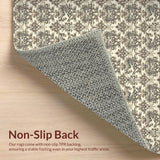 Ultra Soft Area Rug, Non Slip, Stain Resistant, Washable Area Rugs for Living Room, Bedroom, Vintage Damask Bedroom Farmhouse Style Area Carpet(Beige)