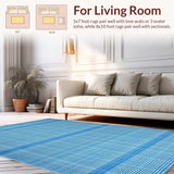 Ultra Soft Area Rug, Non Slip, Stain Resistant, Washable Area Rugs for Living Room, Bedroom, Chic Textured Modern Appeal(Blue)