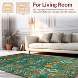 Ultra Soft Area Rug, Non Slip, Stain Resistant, Washable Area Rugs for Living Room, Bedroom, Chic Distressed Ethnic Pattern(Green)