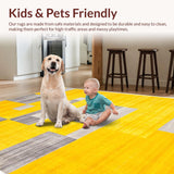 Ultra Soft Area Rug, Non Slip, Stain Resistant, Washable Area Rugs for Living Room, Bedroom, Chic Lattice Pattern in Yellow(Yellow)