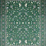 Ultra Soft Area Rug, Non Slip, Stain Resistant, Washable Area Rugs for Living Room, Bedroom, Vintage Botanical Tile Motif(Green)