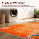 Ultra Soft Area Rug, Non Slip, Stain Resistant, Washable Area Rugs for Living Room, Bedroom, Artful Fluid Design with Vibrancy(Orange)