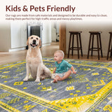 Ultra Soft Area Rug, Non Slip, Stain Resistant, Washable Area Rugs for Living Room, Bedroom, Chic Geometric Grey Yellow Fusion(Gray)