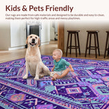 Ultra Soft Area Rug, Non Slip, Stain Resistant, Washable Area Rugs for Living Room, Bedroom, Artful Vibrant Medley Pattern(Purple)