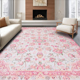 Ultra Soft Area Rug, Non Slip, Stain Resistant, Washable Area Rugs for Living Room, Bedroom, Chic Textured Geometric Design(Pink)