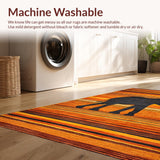 Ultra Soft Area Rug, Non Slip, Stain Resistant, Washable Area Rugs for Living Room, Bedroom, Artistic Ethnic Elephant Representation(Orange)