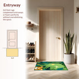 Ultra Soft Area Rug, Non Slip, Stain Resistant, Washable Area Rugs for Living Room, Bedroom, Colorful Animal Jungle Illustrations(Green)