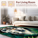 Ultra Soft Area Rug, Non Slip, Stain Resistant, Washable Area Rugs for Living Room, Bedroom, Lush Jungle Animal Illustration(Brown)