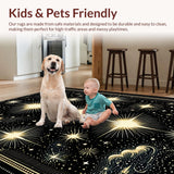 Ultra Soft Area Rug, Non Slip, Stain Resistant, Washable Area Rugs for Living Room, Bedroom, Boho Celestial Black Bedroom Meditation Rug(Black)
