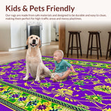 Ultra Soft Area Rug, Non Slip, Stain Resistant, Washable Area Rugs for Living Room, Bedroom, Luxurious Multi-Color Geometric Motif(Purple)