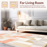 Ultra Soft Area Rug, Non Slip, Stain Resistant, Washable Area Rugs for Living Room, Bedroom, Modern Boho Kids Area with Playful Geometric Puzzle Motifs(Beige)